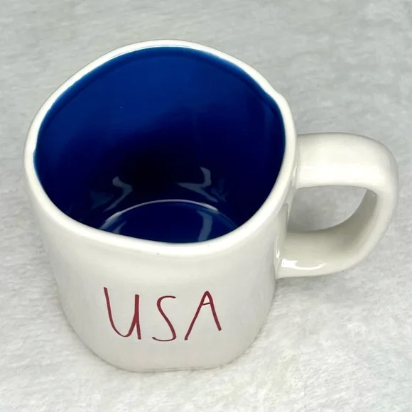❌SOLD❌ Rae Dunn NEW USA Large LL Mug Coffee Tea July 4 America Ivory Red Blue - Picture 3 of 14